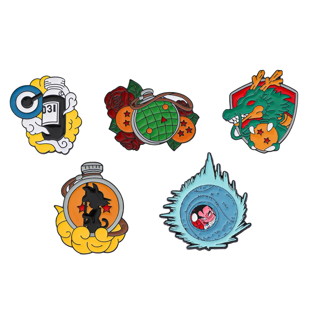 

Japanese Anime Cartoon Creative Personality Dragon Ball Metal Badge Wukong Divine Dragon Alloy Brooch Accessory Pin Decoration