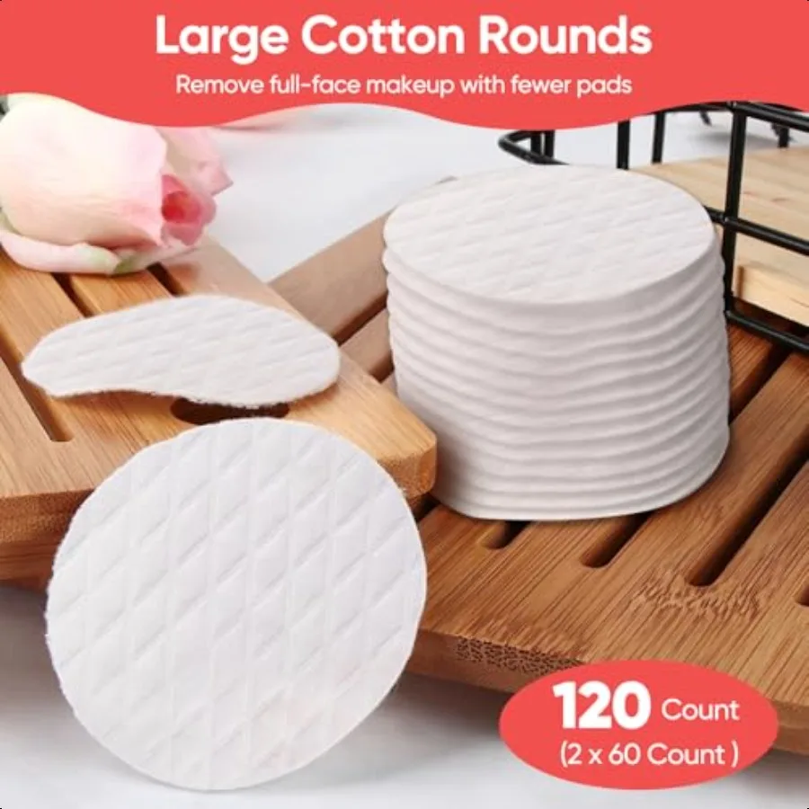 Redondas de algodón extragrandes Diámetro 3.14 100 Almohadillas de algodón puro Suaves y sin pelusa para quitar esmalte de uñas de maquillaje y limpieza Fa