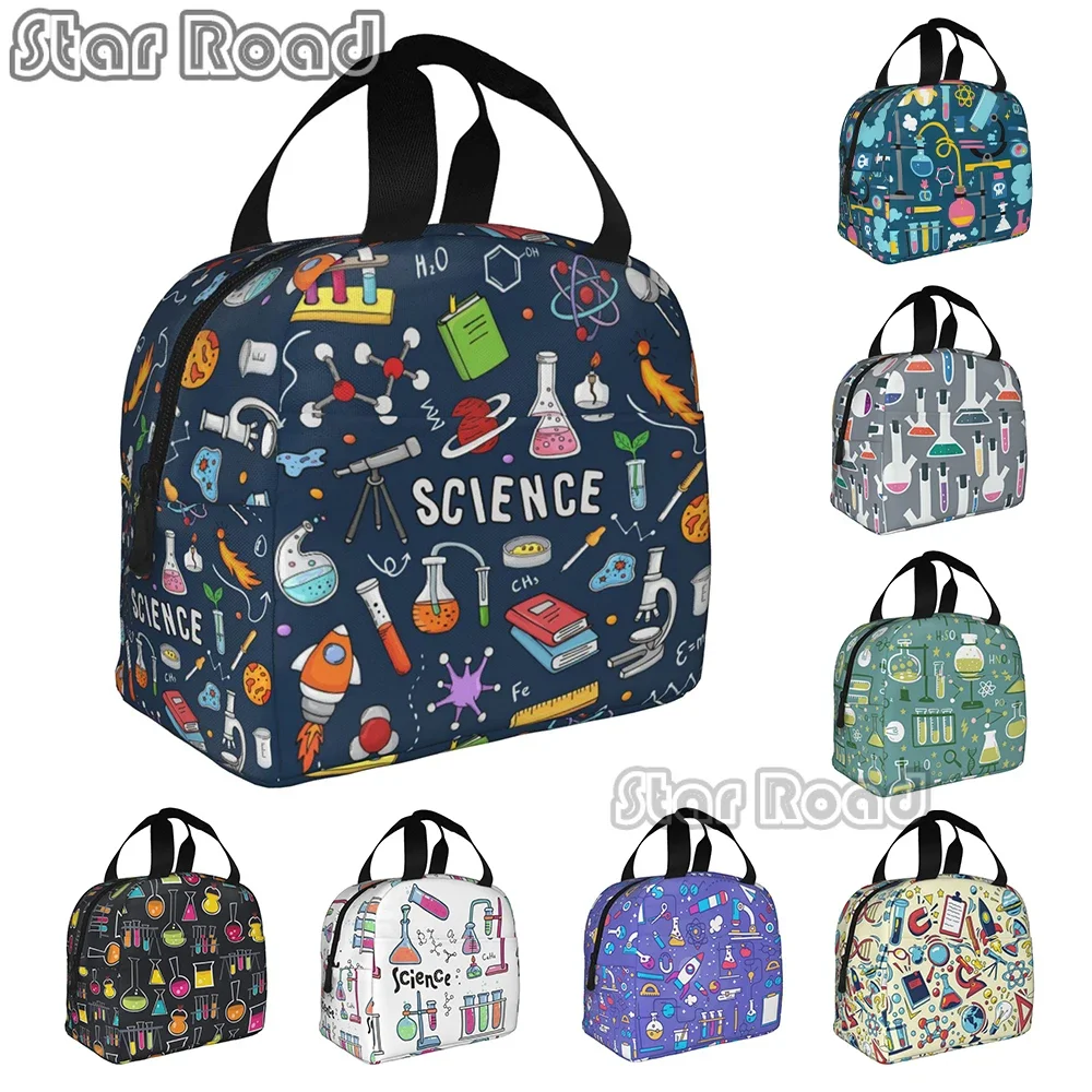 

Kawaii Pink Science Insulated Lunch Tote Bag for Women Chemical Lab Chemistry Technology Portable Thermal Cooler Bento Box