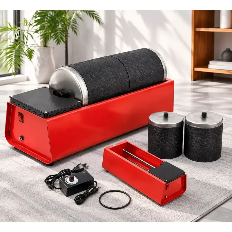 Electric Rotary Roller Polisher 0.9L, Small Jewelry Polishing Machine for Gold Silver Jade Gemstone DIY Cleaning Buffing Work
