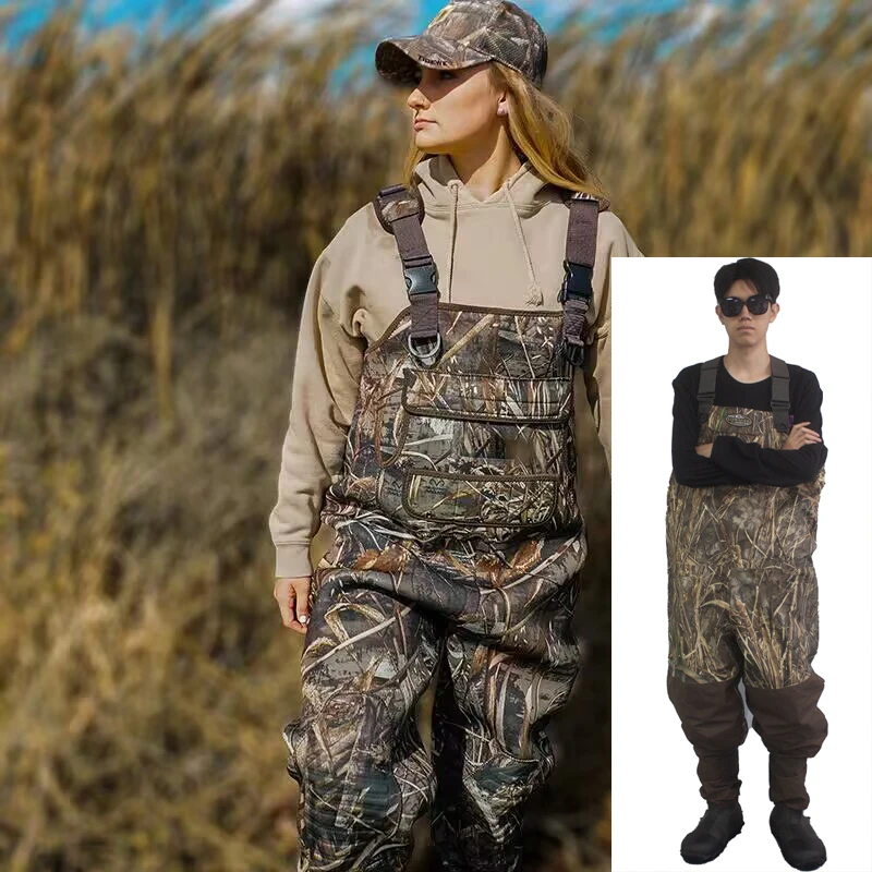 Custom 4-8mm Camo Rubber Neoprene Waterproof Fishing Waist High Chest Fishing Safe Wading Strap Boots