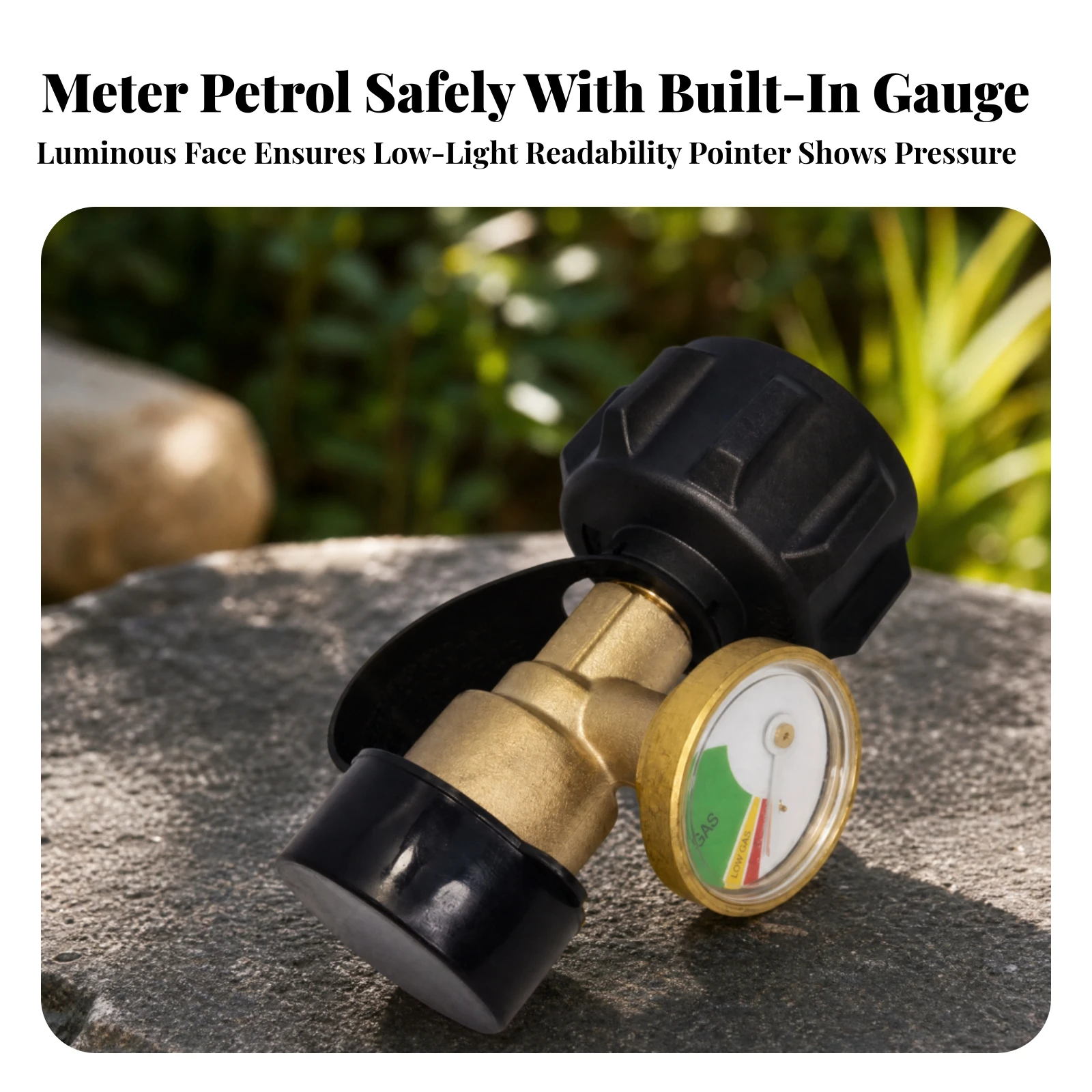 Propane Adapter with Gauge Universal Propane Tank Adapter Tool-without Tools Hand-Tightening for Outdoor Cooking, Camping