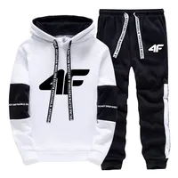 High Quality Mens Tracksuit Fashion Printed Casual Hooded Sweatshirts Two Piece Set Daily Gym Jogging Clothing Sports Streetwear