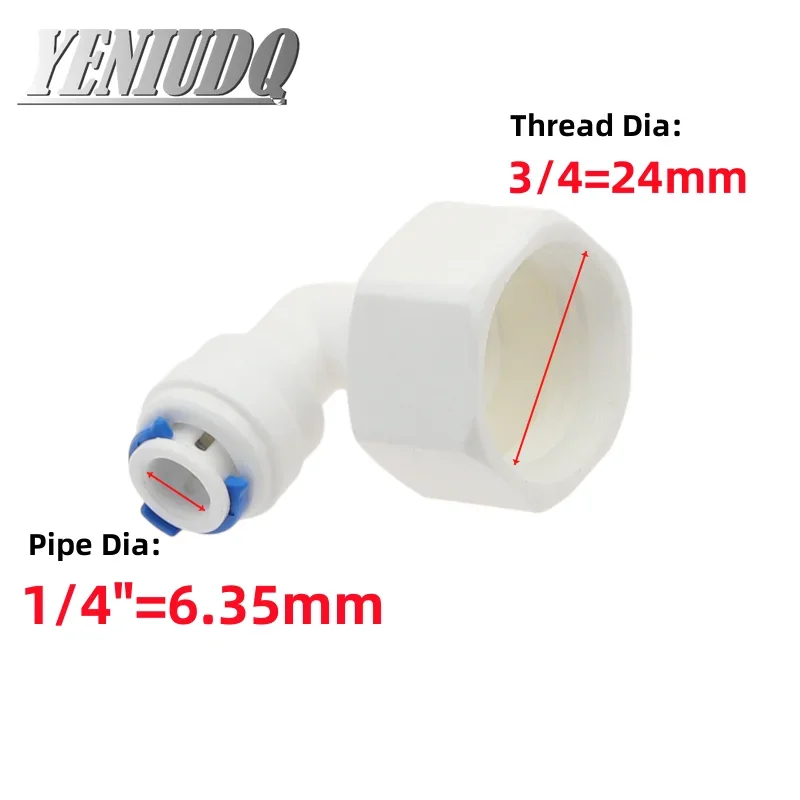 Elbow 90 degree RO Aquarium Accessories Quick Connector 1/8 1/4 3/8 1/2 3/4 BSP Female Thread 6.35mm 9.53mm Tube Adapter