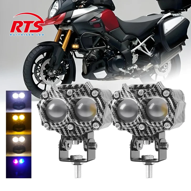 

80 Вт Сова Ребристый Мотоцикл Внешний Светодиодный Прожектор Мотоцикл Янтарный/Белый Освещение RGB Глаза для Модификации электромобиля