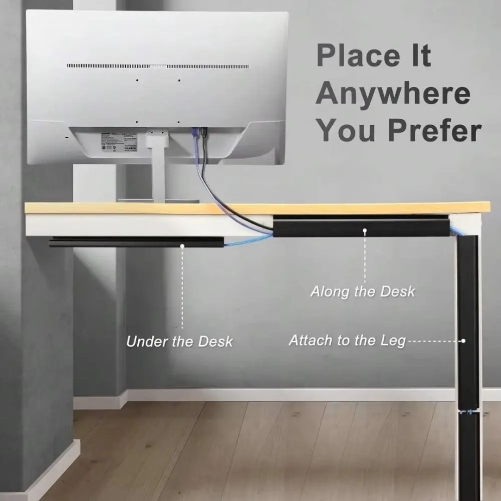 

40 см настольный кабельный лоток, самоклеящийся, без сверления, кабельный канал под столом, ПВХ-кабель, прохождение шнура