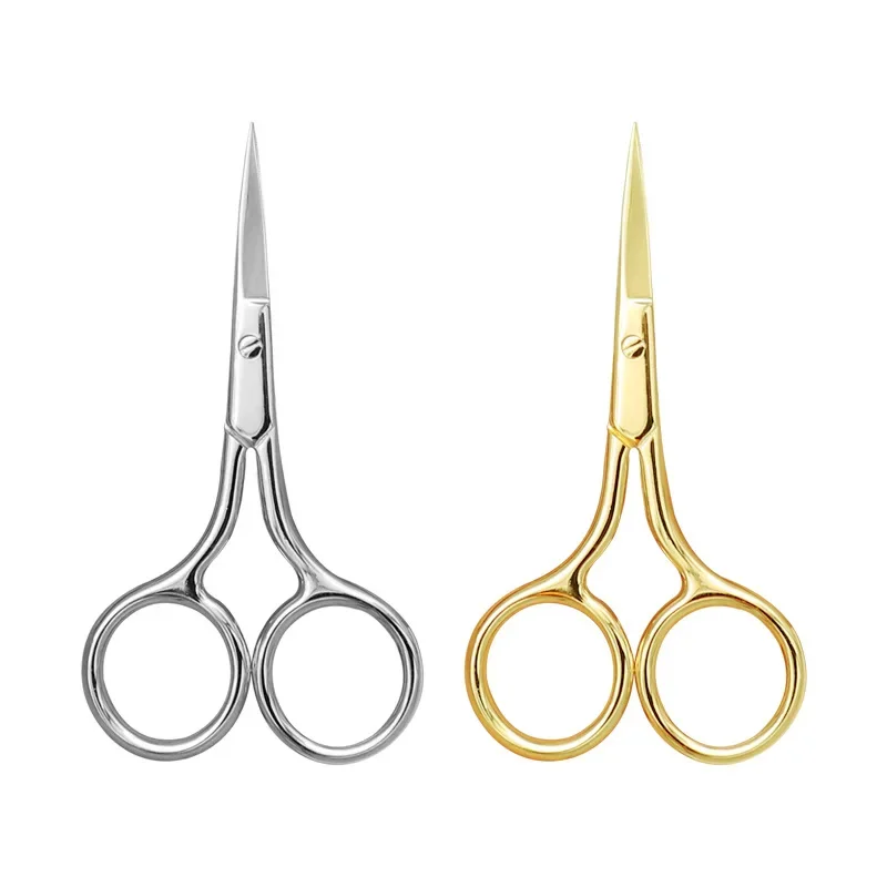 1x Gouden Wenkbrauwschaar Neushaar Veilig Knippen Wimper Trimmer Gezichtshaar Verwijderaar Manicure Schaar Nagel Nagelriem Make-Up Tool