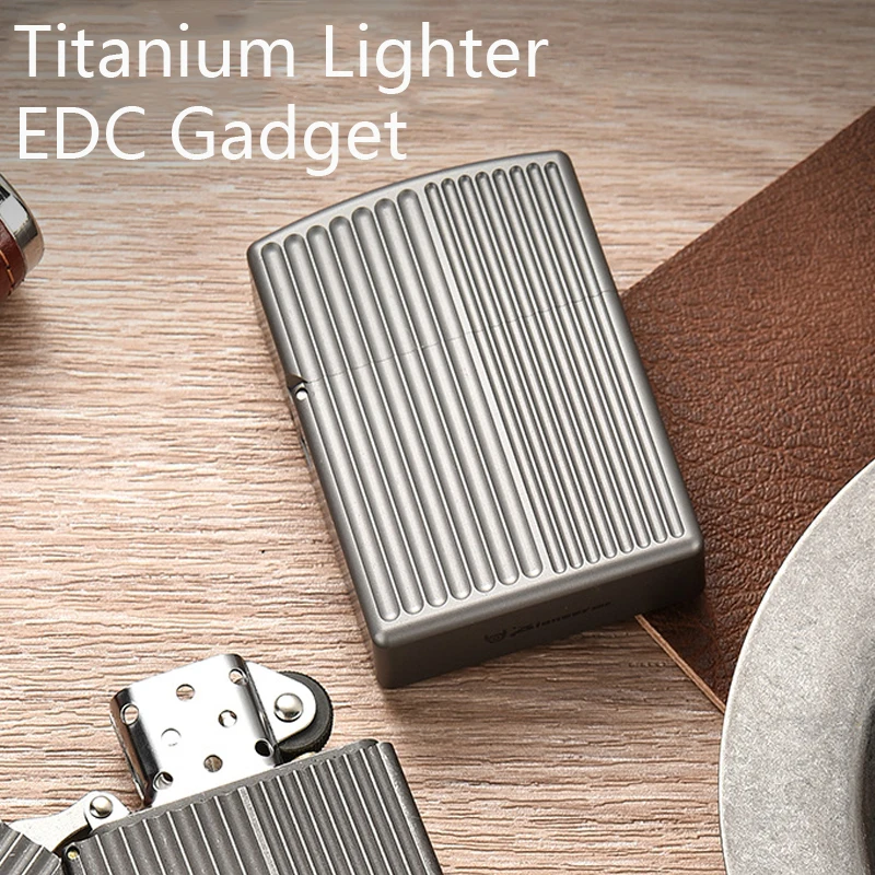 Heavy Armor Full Titanium Fuel Lighter Thickened Oil Windproof Pocket Lighter Vintage Style Men's Cigarette Lighter