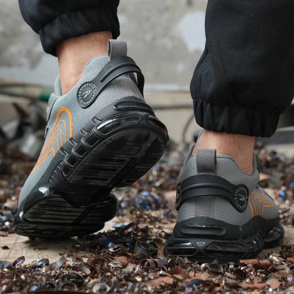 Рабочая обувь с вращающейся кнопкой, легкая защитная обувь, дышащие кроссовки со стальным носком для мужчин и женщин