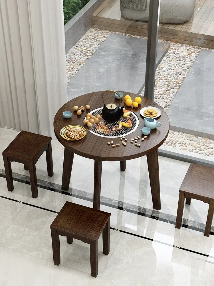 

Charcoal fire roasting tea table, outdoor network, red stove boiling tea table, small round table, small tea table