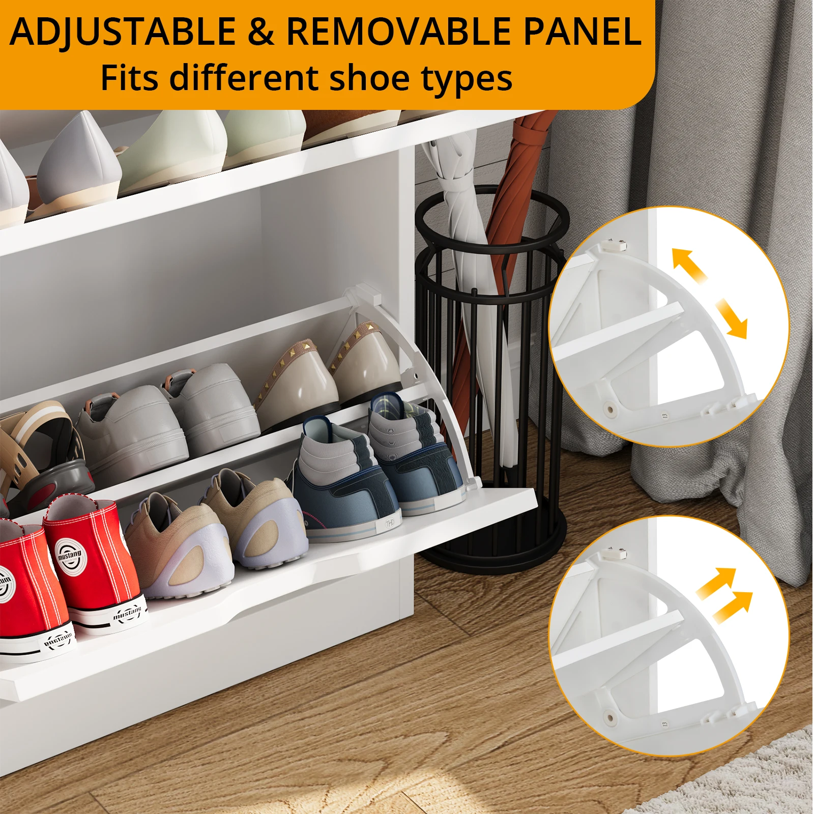 VOWNER Shoe Storage Cabinet with 4 Flip Drawers, Freestanding Shoe Cabinet image 5