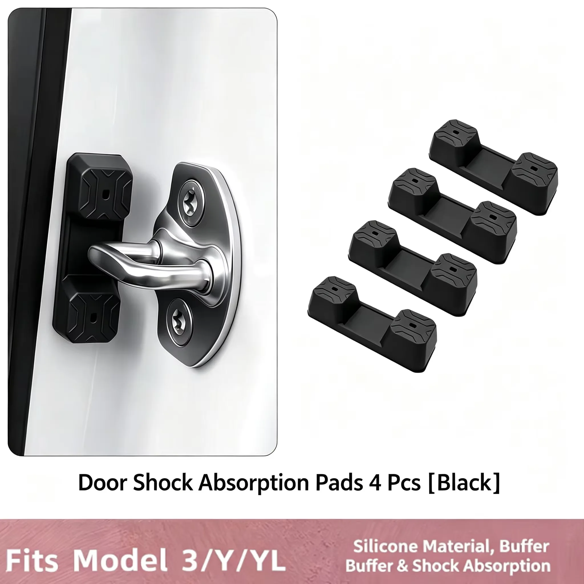 Magnetic Door Lock Shock Pad for Tesla Liquid Silicone Door Latch Buffer Damper Anti‑Wear Protective Cover Magnetic Installation