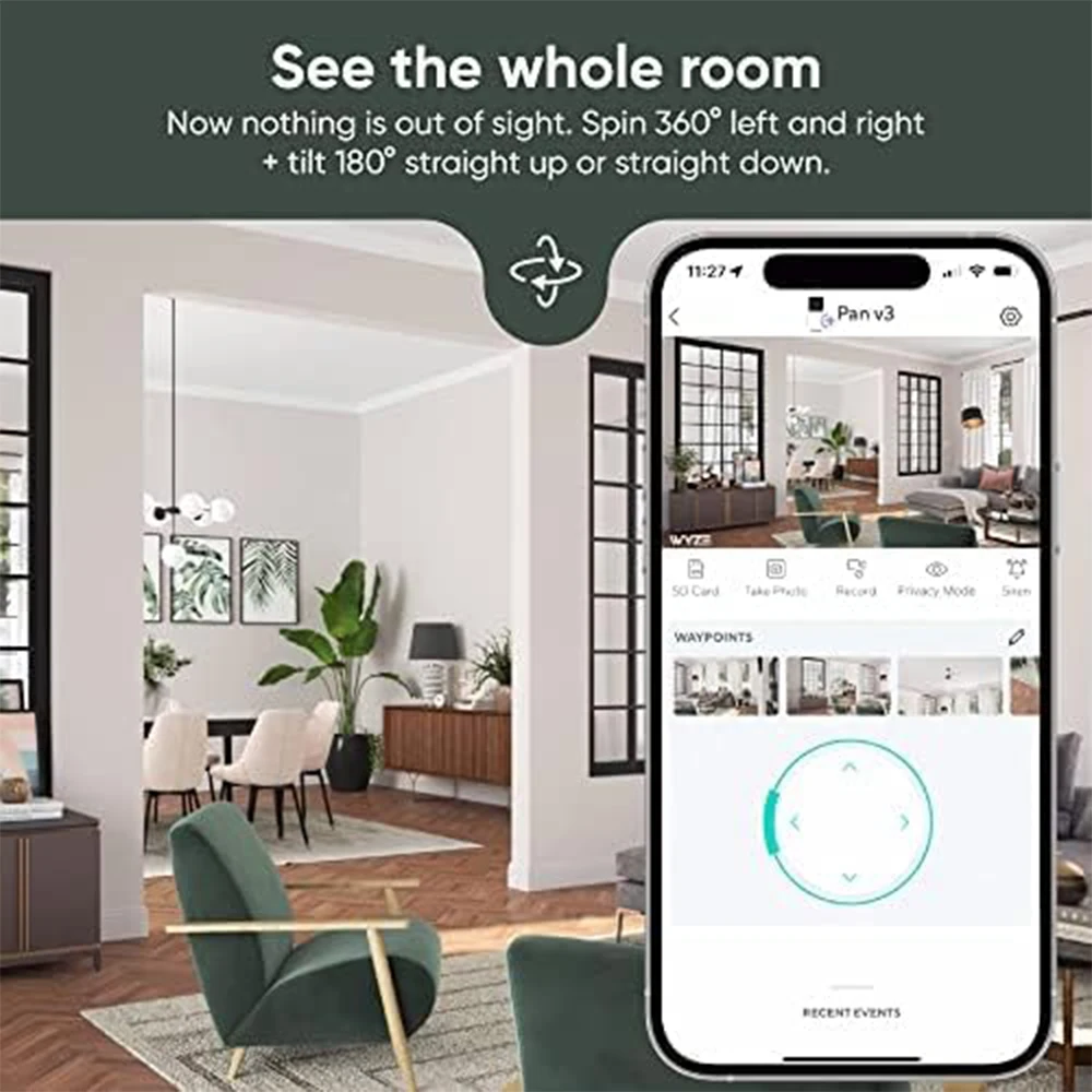 

Indoor/Outdoor IP65 1080P 360° Pan/Tilt/Zoom Wi-Fi Smart Home Security Camera with Motion Tracking for Baby & Pet, White
