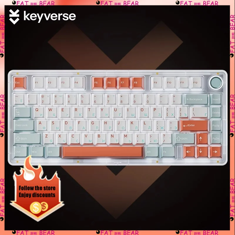 

Keyverse infi75 Lite wireless Bluetooth mechanical keyboard RGB full key hot swappable ABS frosted fine grain Gasket structure