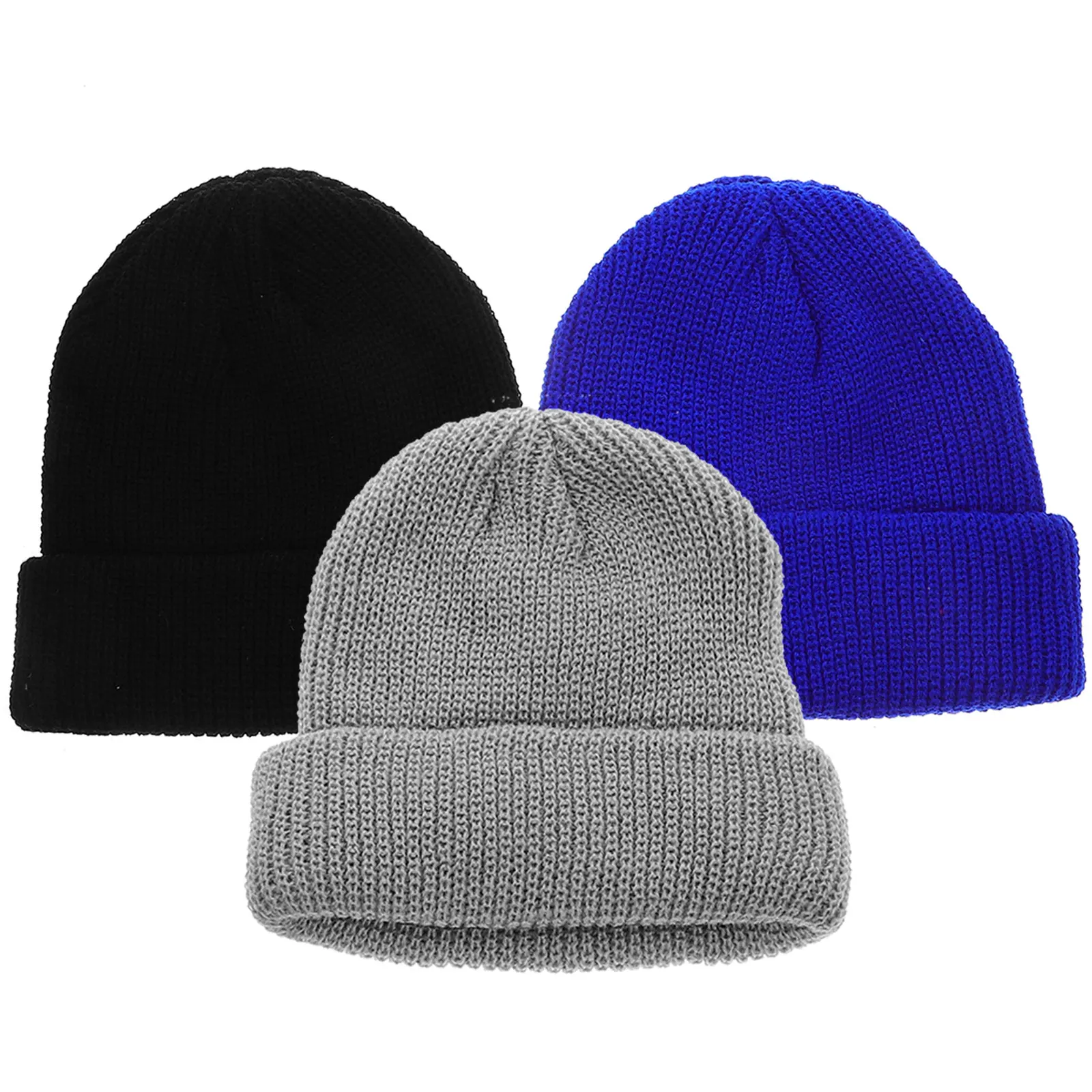 

3pcs Unisex Knit Caps Knitted Hat Adult Melon Skin Woolen Beanie Soft Comfortable Winter Warm Hat Running Set