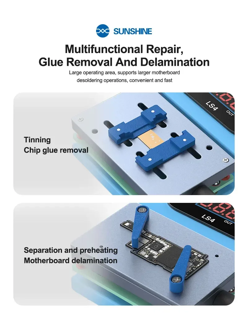 SUNSHINE LS4 Multifunction Heating Platform for Tinning/Chip Glue Removal/Separation Preheating/Mainboard Layering Repair Tool