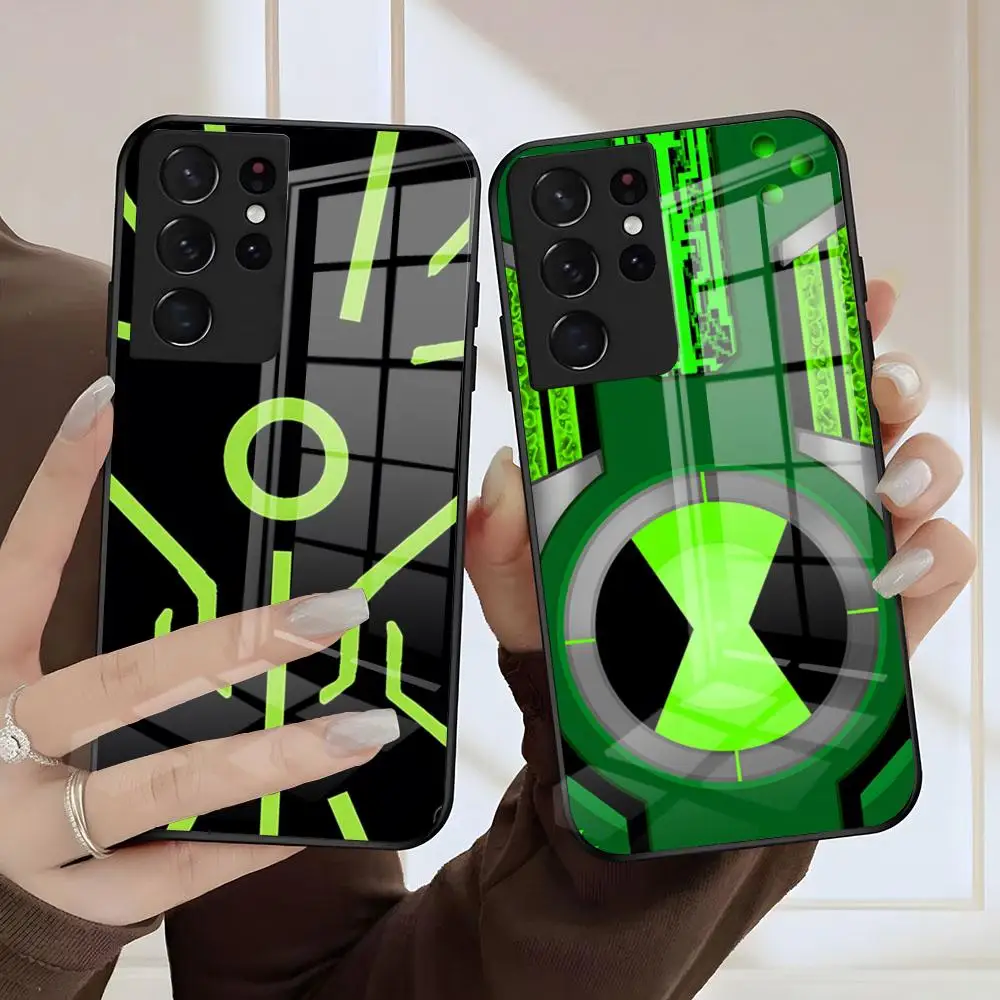 Cartoon Ben 10 Phone Case For Samsung S26 S25 S24 FE S23 S22 S21 Plus S20 Ultra Note20Ultra Black Glass Cover