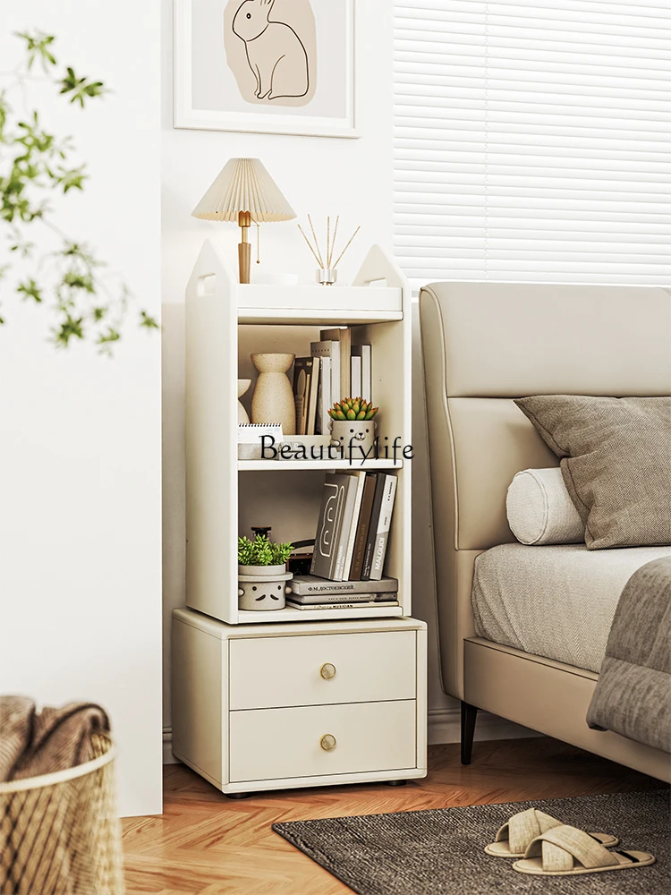 

Cream Style Bookshelf Integrated 360-Degree Rotating Reading Solid Wood Household Living Room Bedside Storage Rack