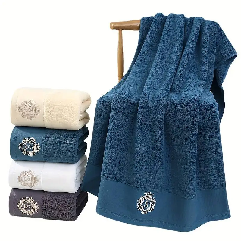 70x140cm Besticktes Baumwoll-Handtuch Übergroßes Badehandtuch Blau-Weiß Badetuch Gesichtstuch für Männer Frauen Erwachsene Personalisiertes Geschenk Handtücher-Set