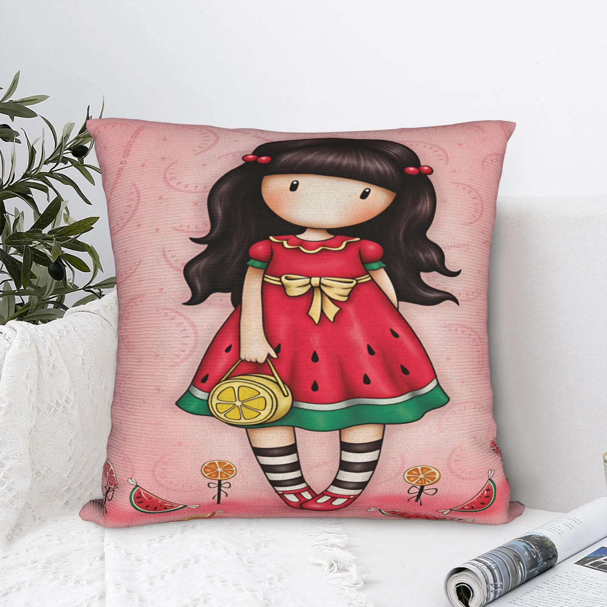 Cartoon Girl Santoro Gorjuss Pillowcases  Kawaii Pillow Case For Sofa Couch Bed Living Room Soft Pillow Cover