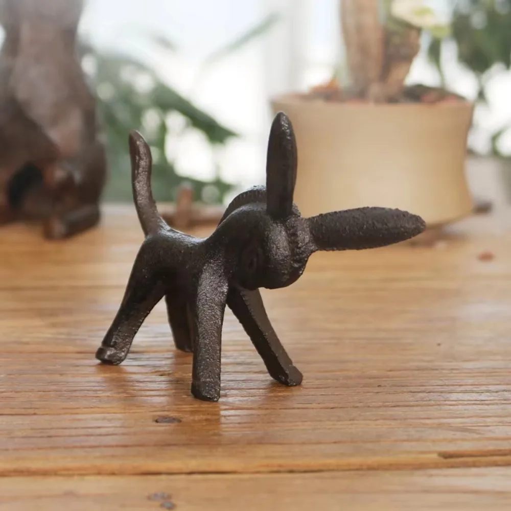 

Retro Sculpture Donkey Figurine Vivid Cute Animal Statue Durable Iron Donkey Ornament Home Decor