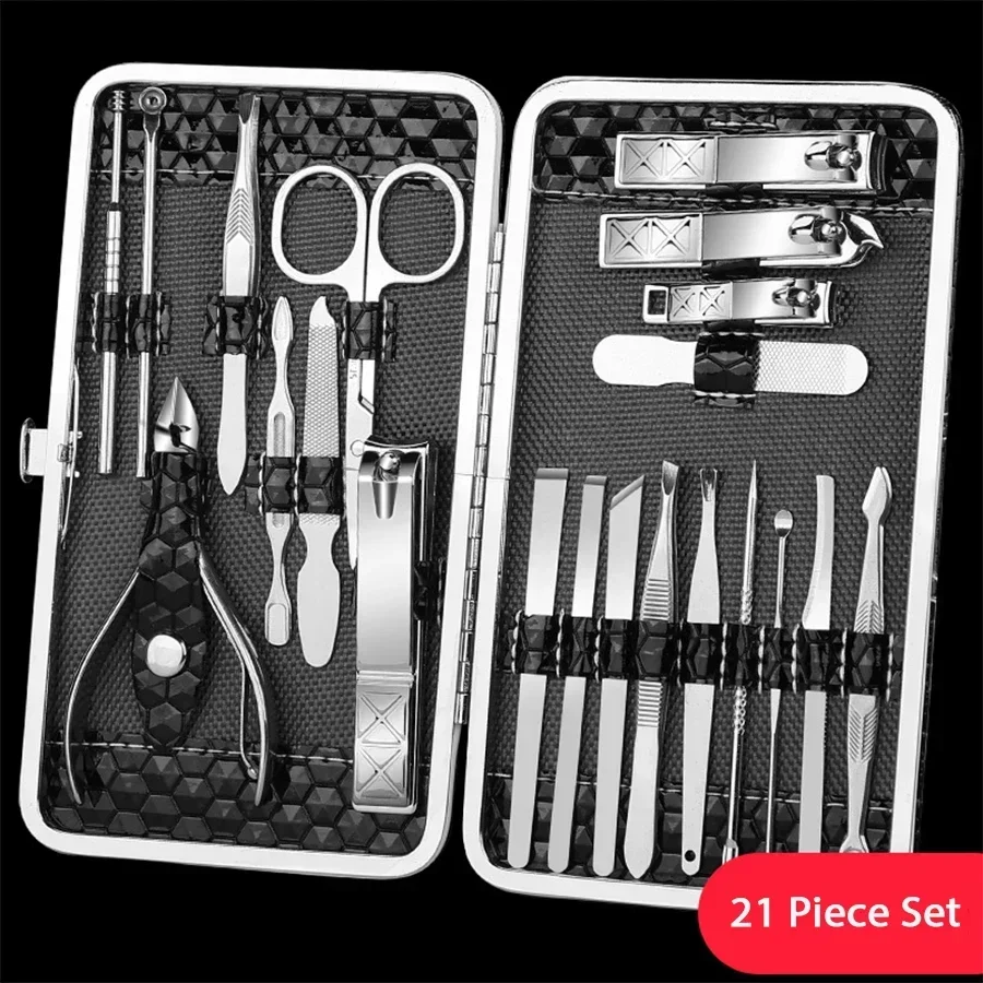 21 PCS Manicure Set Nail Clipper Set for Home Use Stainless Steel Nail Clipper Tool Nail Groove Clipper for Toenails and Fingers