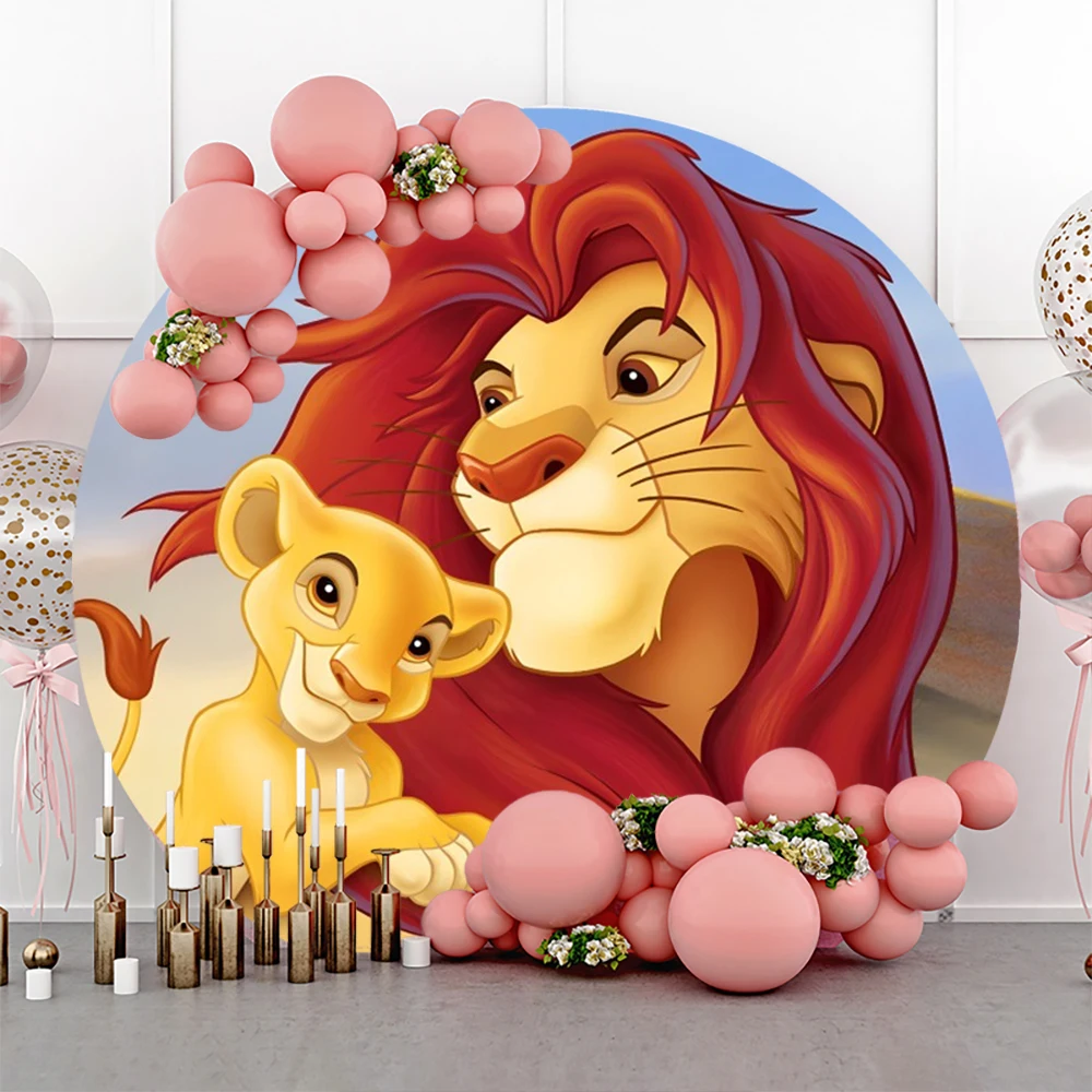 Simba The King Lion Birthday Party Decoration Props Round Backdrop Photo Background For Photography Baby Shower Boy Photozone