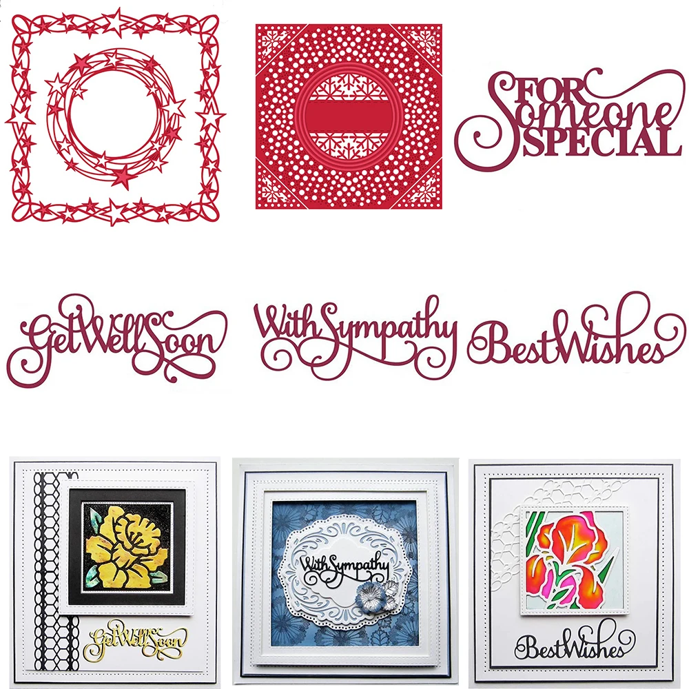 Get Well Soon With Sympathy Sentiments Metal Cutting Dies,Embossing Diecut For DIY Card Making Scrapbooking Crafting Supplies