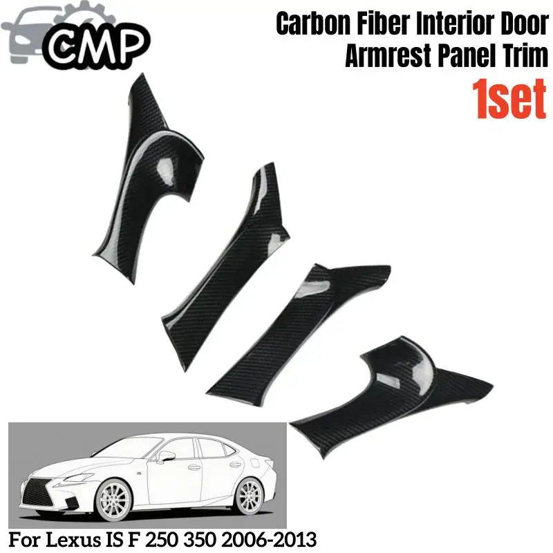 

4pcs Carbon Fiber Interior Door Armrest Panel Trim Fits For Lexus IS F 250 350 2006-2013 Automotive Interior Accessories