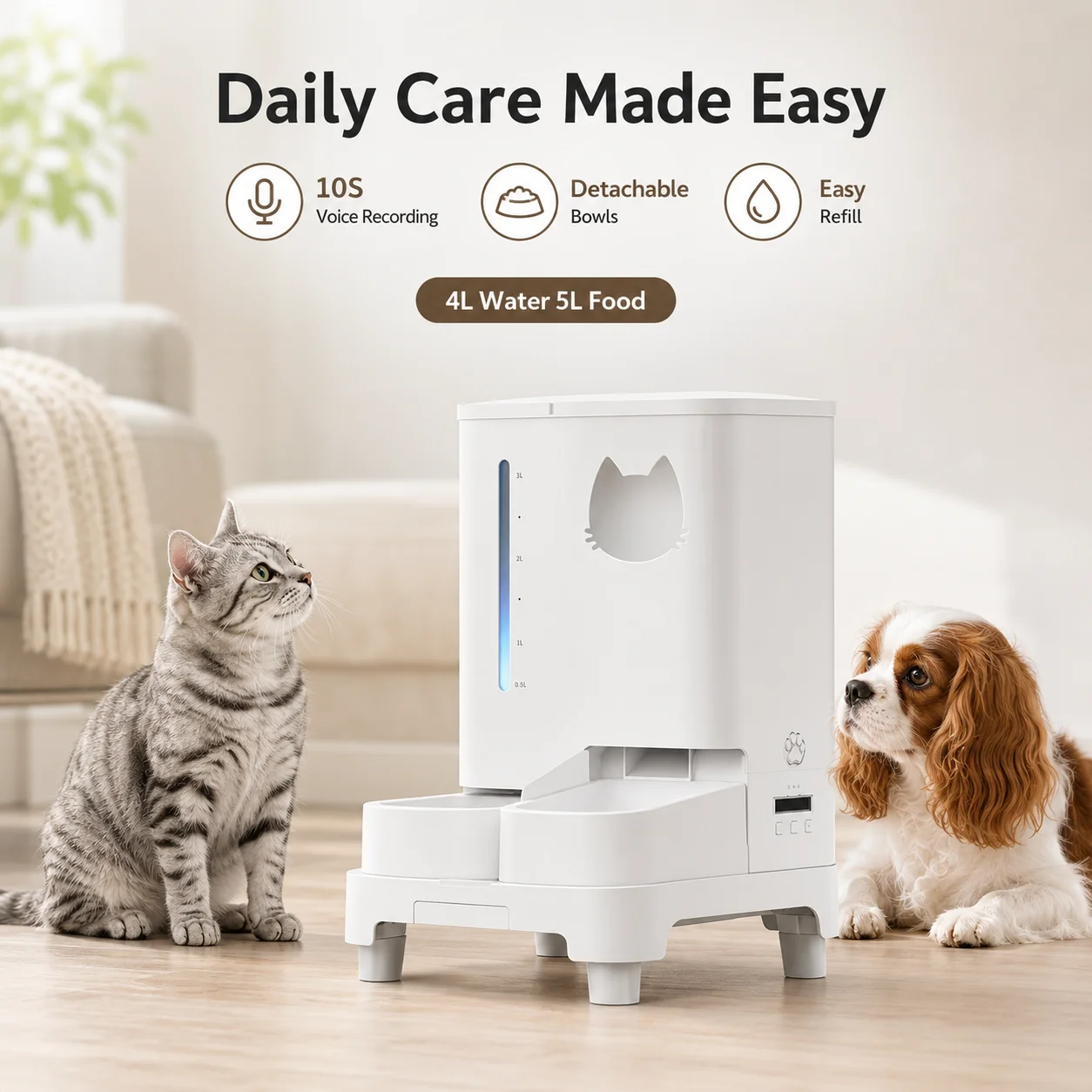 hit product5L Dry Food Dispenser Programmable Timer Multiple Meals Portion Control Automatic Cat Dog Feeder