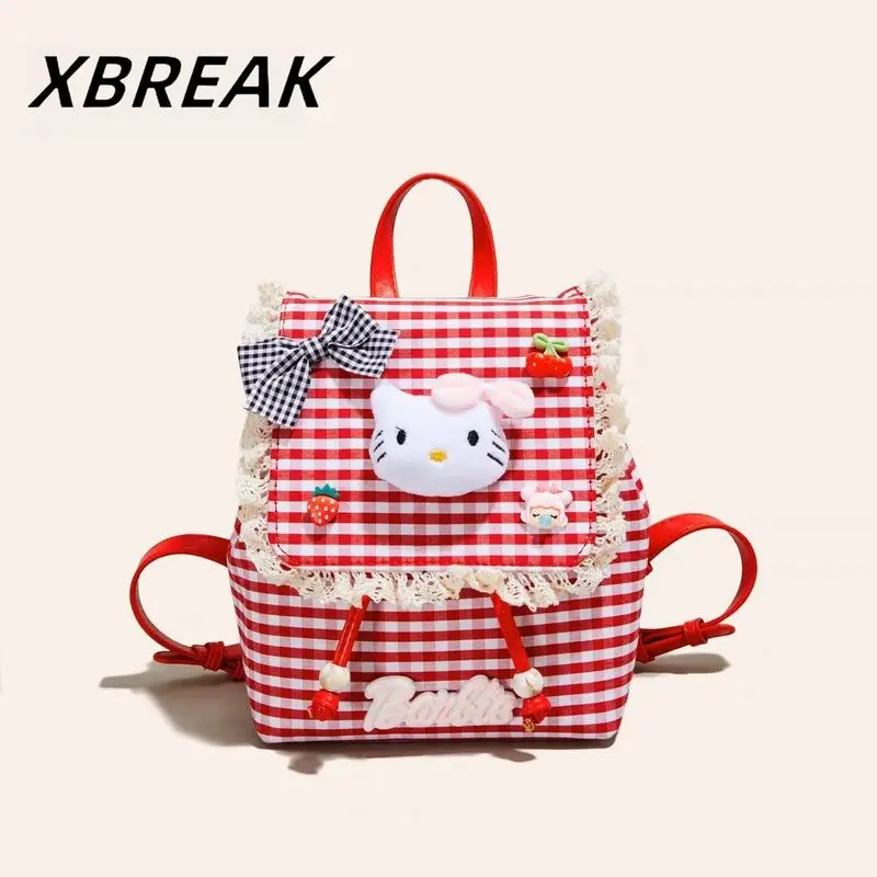 

anime Hello Kitty Backpack girl Campus school bag decorate student Portable High appearance Large capacity ins Accessories Gift