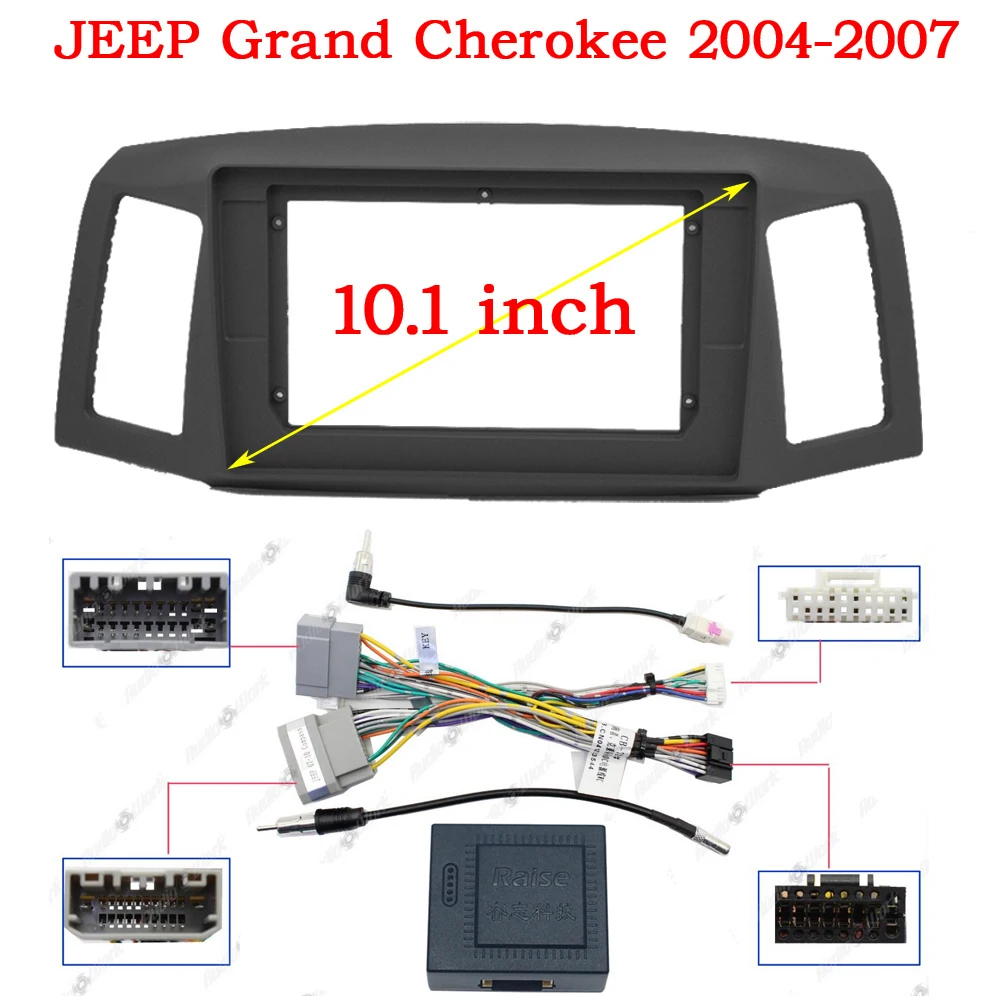 

Автомобильный радиоприемник, рамка для Jeep Grand Cherokee WK 2004-2007, 10 дюймов, 2DIN, стереопанель, жгут проводов, кабель питания, адаптер Canbus