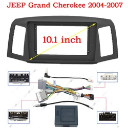 Car Radio Fascias Frame For Jeep Grand Cherokee WK 2004-2007 10 inch 2DIN Stereo Panel Wiring Harness Power Cable Adapter Canbus