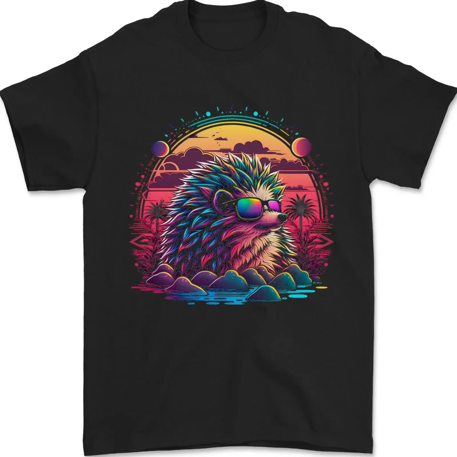 A Retro Hedgehog Mens T Shirt 100 Cotton vintage Washed homme Casual Unisex Stretched fashion Soft Stylish