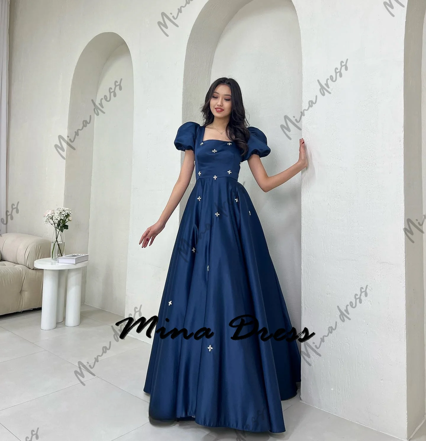 

Mina Customized Square Collar Evening Dresses Woman Elegant Party Dresses 2024 Star Wedding Dress Es Luxury Dress for Weddings