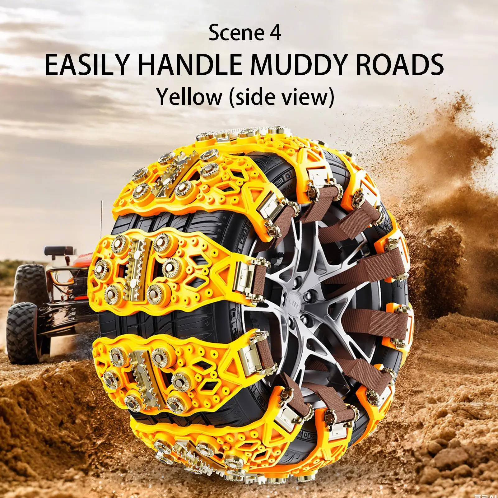 Tire Chains Cleats Anti-Slip Heavy-Duty Quiet Truck Tire Chains for Ice Winter Hiking Trailer Offroad Lawn Fishing