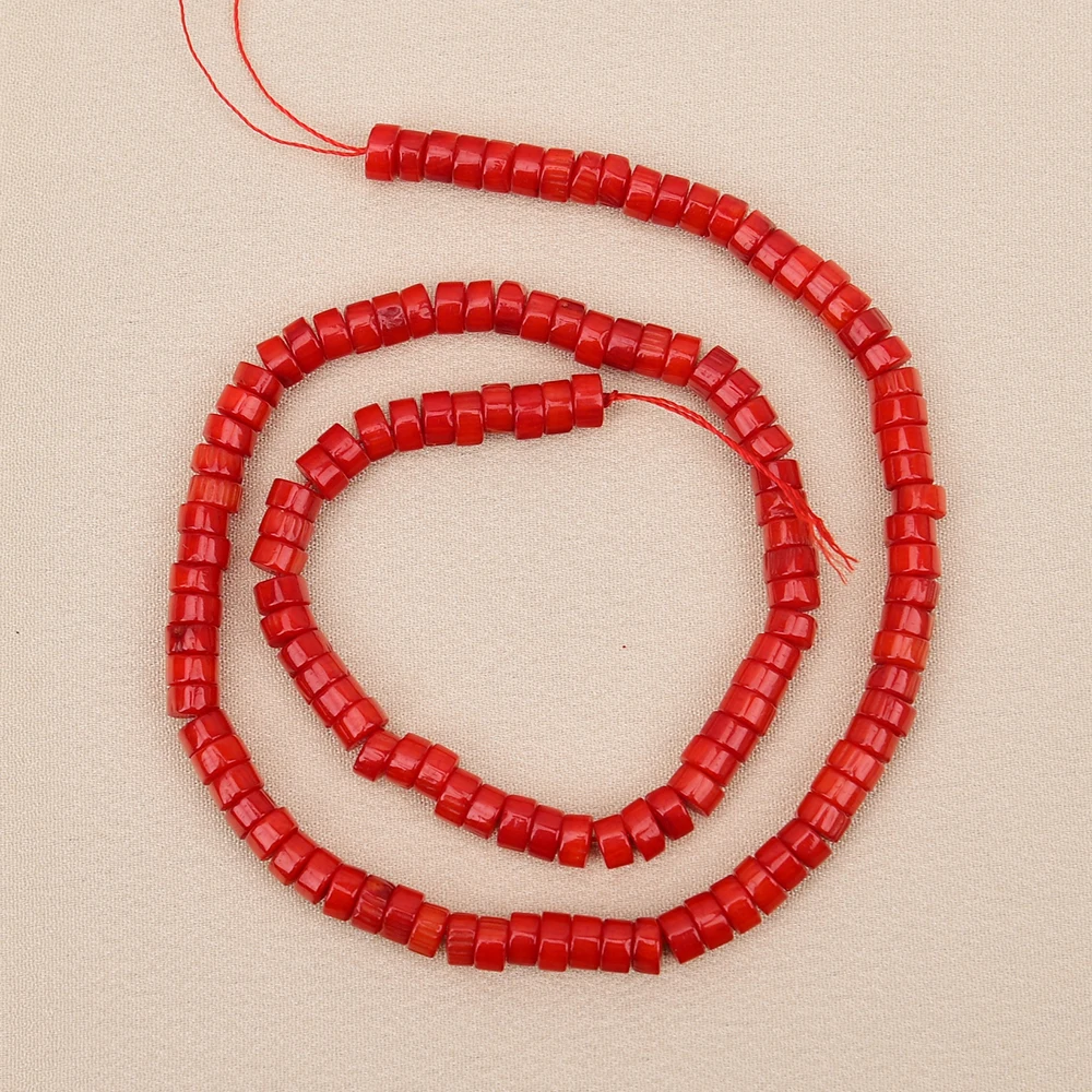 AA+ 2 Strands Natural 3x5mm Freedom Wheel Red Coral Gems Stone Loose Beads 16'' Strands Jewelry Making DIY