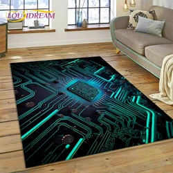 PCB Circuit Board 3D Chip CPU Rug Carpet for Living Room Bedroom Home Decor,Floor Mat Non-slip Decoration for Sofa Doormat Gift