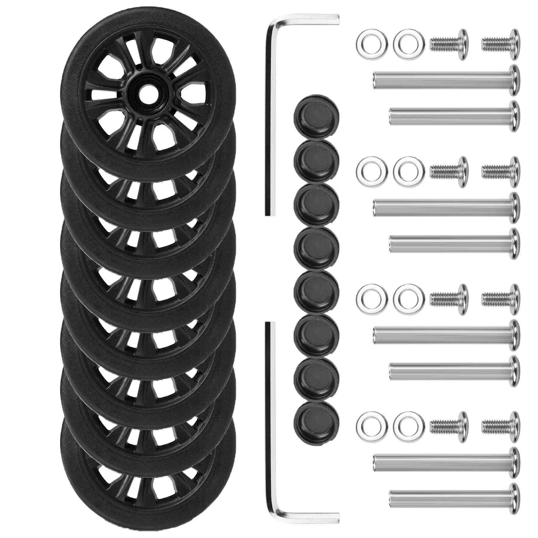 

4/8 шт., черные сменные колеса для багажа, 55 мм, сменные колеса для дорожного чемодана, прочный бесшумный чехол на тележке, ролики, запасные части