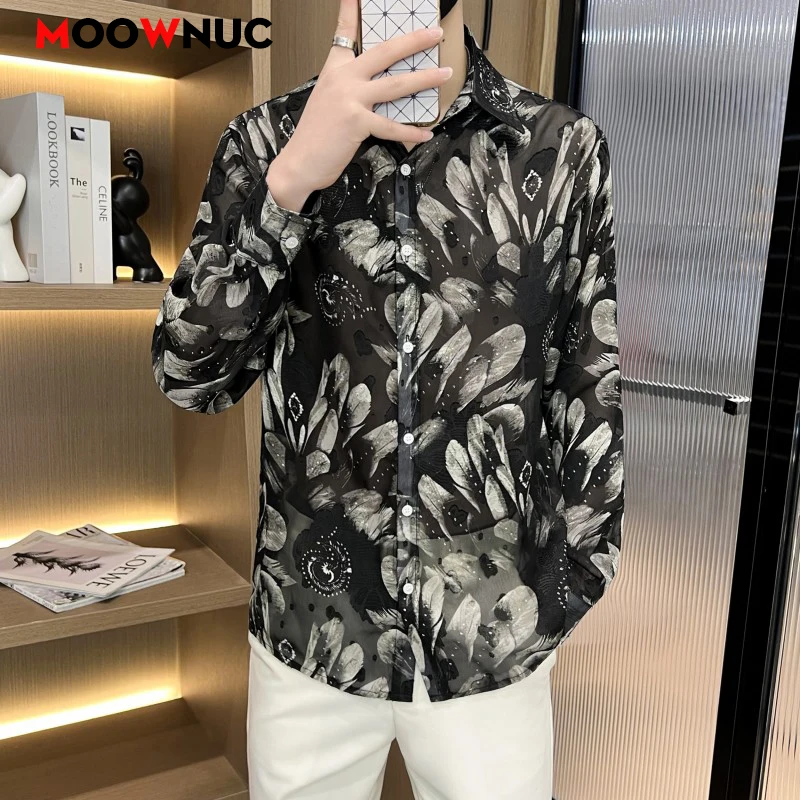 Men's Streetwear Blouse Autumn Mens Clothing Male Casual Shirt Fashion Shirt Spring Winter Streetdress Popular Elegant Hombre
