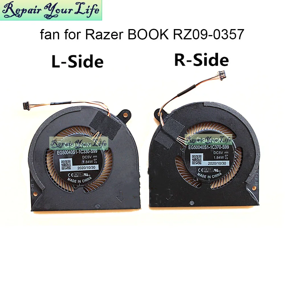 Laptop CPU GPU Cooling Fan For Razer Book 13 RZ09-03571 0357X 03571EM PC VGA Processor Cooler EG50040S1-1C330 1C370 FNJC FNJB