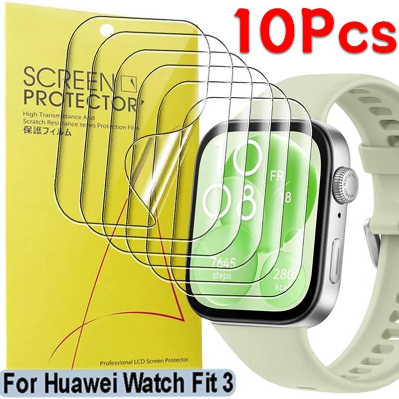 10/5/3/1Pcs for Huawei Watch Fit 3 Hydrogel Film HD Soft Anti-Scratch Screen Protective Film for Watch Fit 3 Fit 2 ES Smartwatch