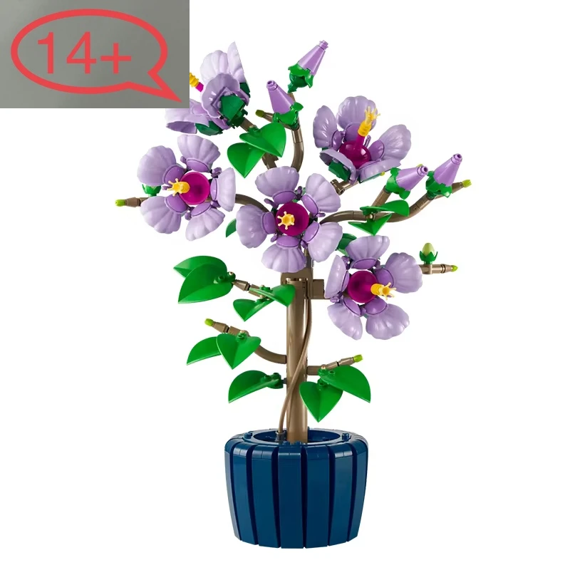 Blocs de construction de Bouquet prospère romantique, plante de Style bonsaï, 660 pièces, 10372 blocs, décoration de la maison, jouets pour enfants, cadeaux