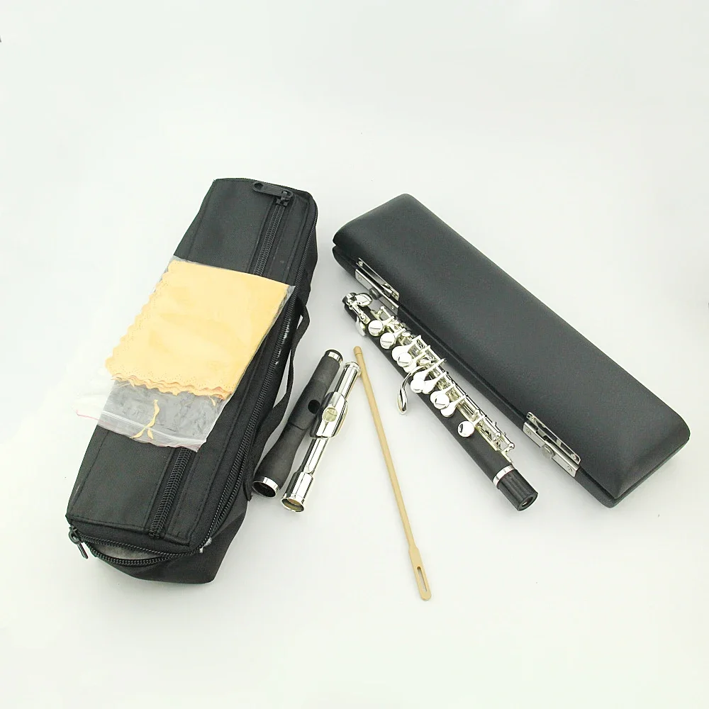 Piccolo-Silver Plated Flute, C Key Tone, 16 Holes, Piccolo, 2 Mouthpiece, Composite Woodpipe Body，new style