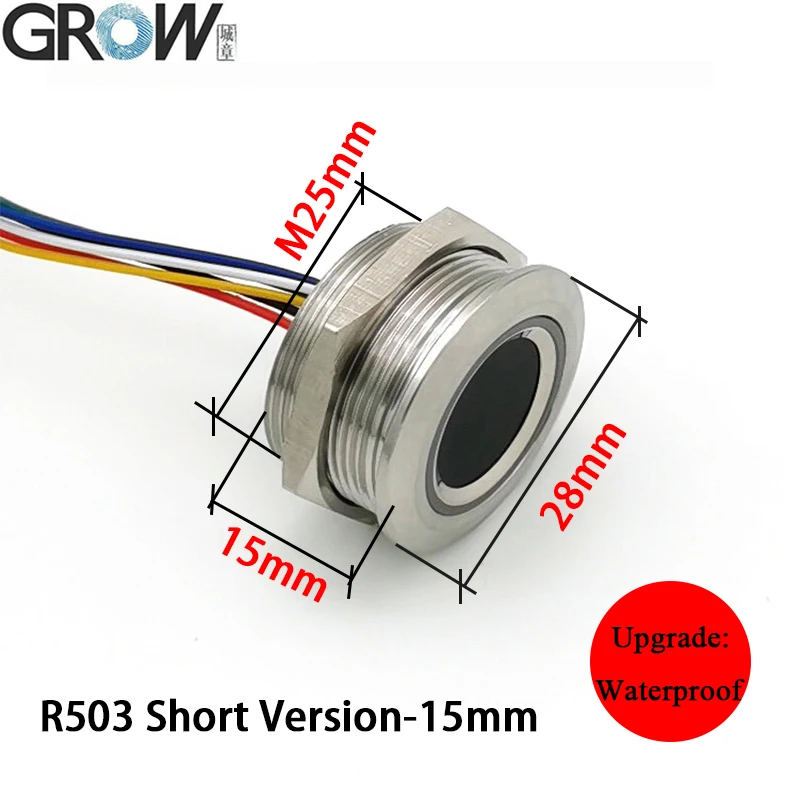 GROW R503 Neue kreisförmige runde RGB-Ringanzeige LED-Steuerung DC3,3 V SH1,0-6-poliger kapazitiver Fingerabdruckmodul-Sensorscanner