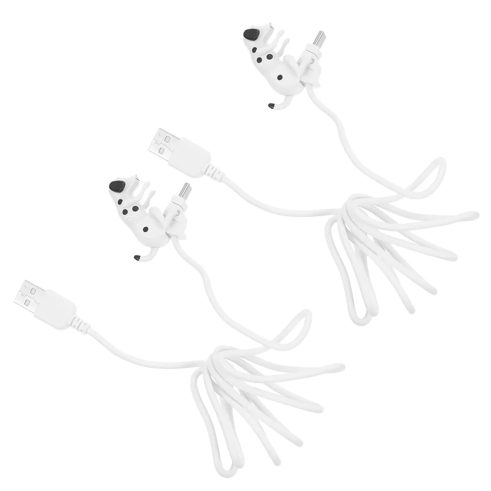 2Pcs Dog-Themed USB Type-C Charging Cable Fast Data Transmission Cute Interactive Moving Design for Devices