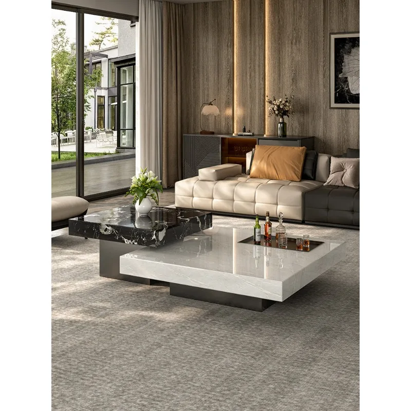 Marble coffee table imported natural luxury stone Kari ice jade coffee table combination light luxury high-end suspension