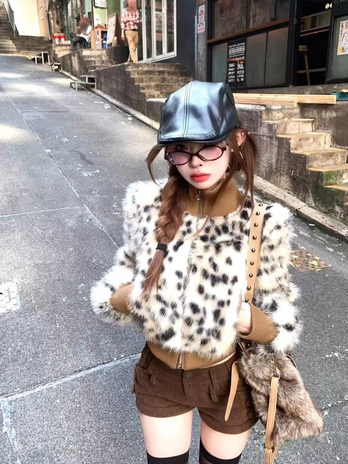 

American Vintage Short Jacket Long Sleeve Subculture Women Causal Y2k Leopard Zipper Coat Harajuku Sexy Style Female Tops