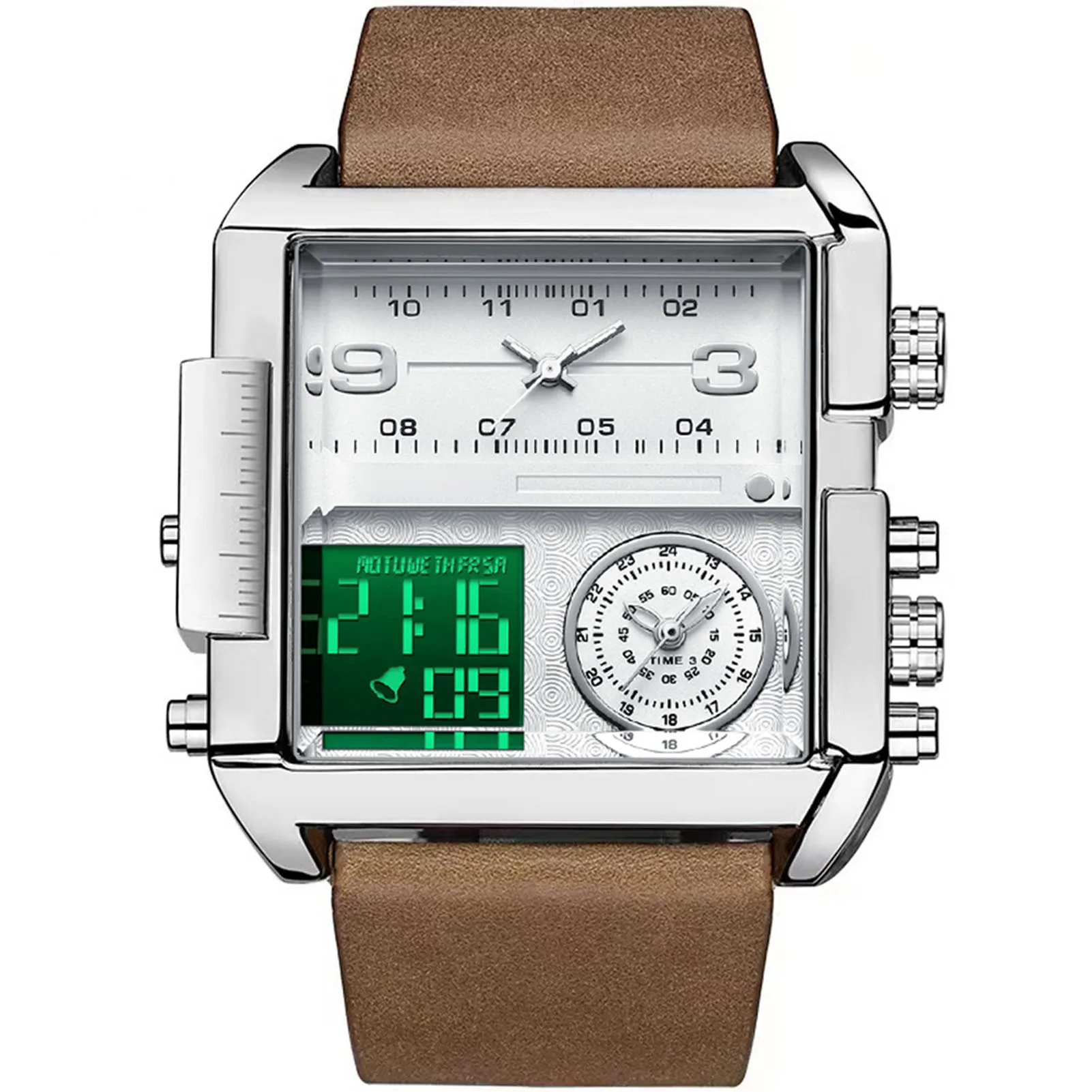 

Men Square Dial Digital Watch 24H Calendar Display Wrist Watch Gift for Birthday Father's Day