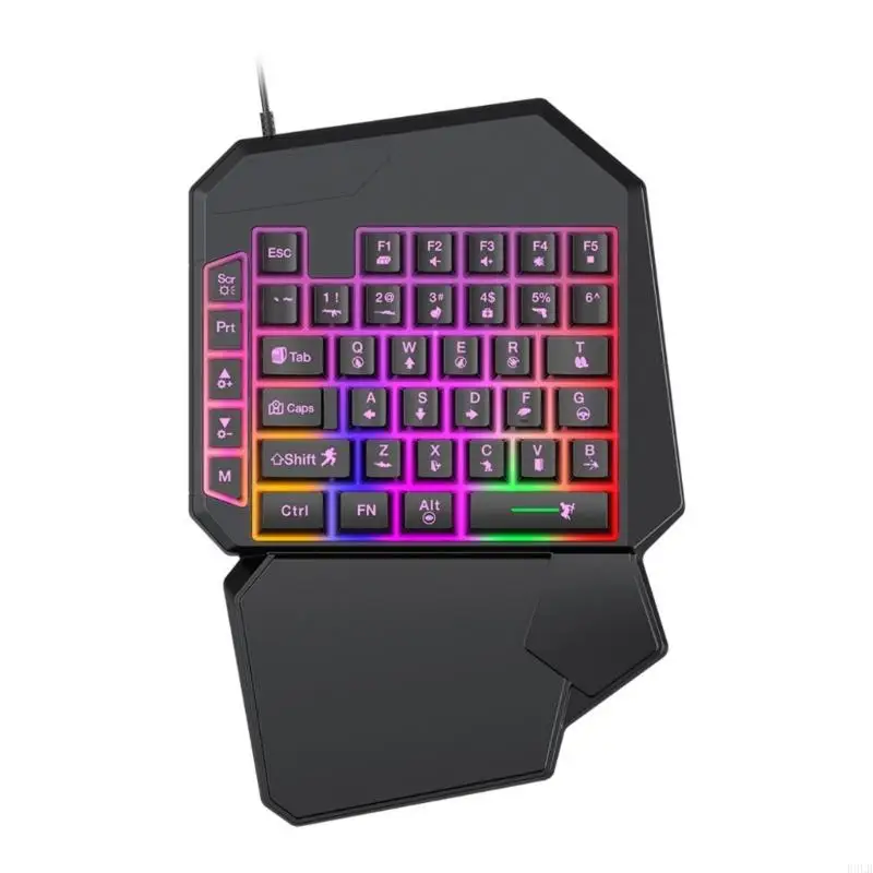 2025 New 40Key Gaming Keyboards USB Cord Backlit Ergonomic Wrist Cushion Portable Design